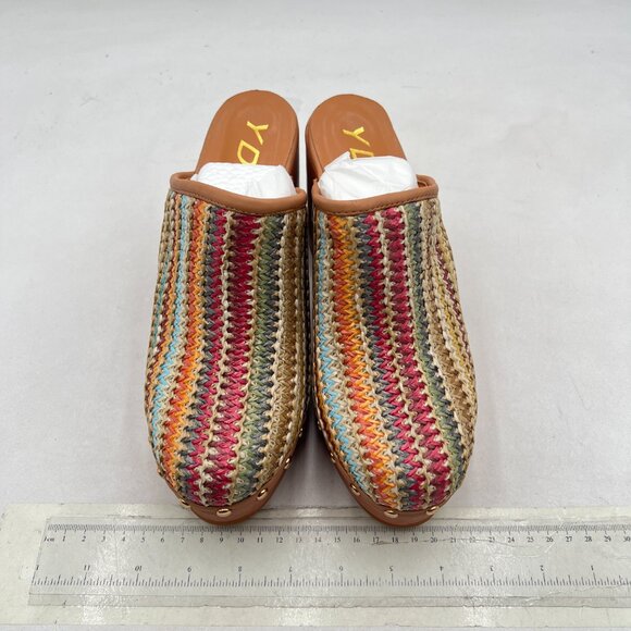 YDN Multi Platform Slip On Clogs Mules Cork High Heel Round Toe Rivet Sandals - Picture 3 of 8